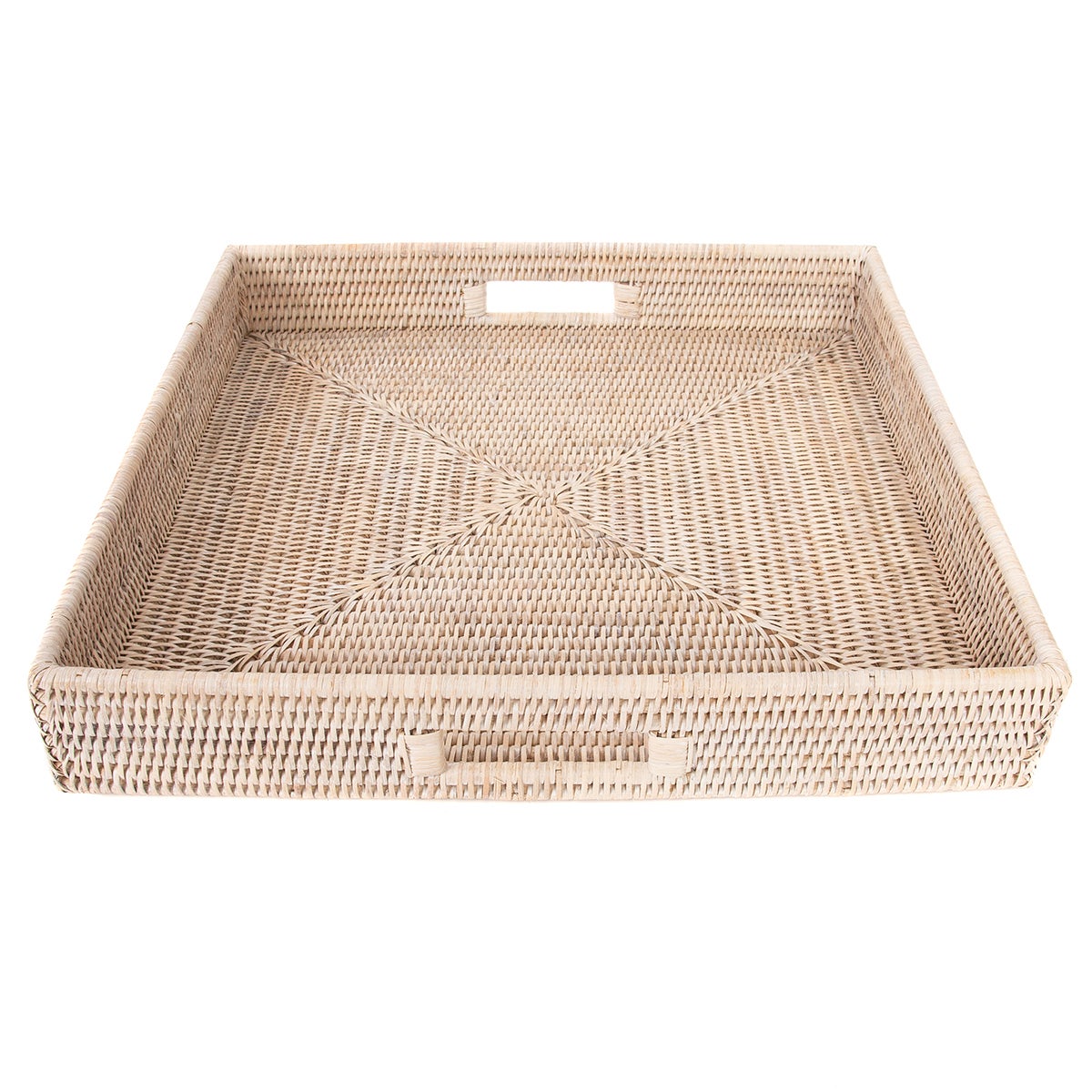 Artifacts Trading Company Rattan Square Tray White Wash